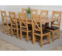 That's Furniture Richmond Medium Oak Extendable Dining Table with Berkeley Oak Chairs - Brown - 8 chairs