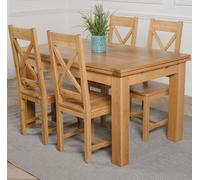 That's Furniture Richmond Medium Oak Extendable Dining Table with Berkeley Oak Chairs - Natural Oak - 4 chairs
