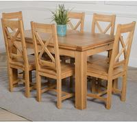 That's Furniture Richmond Medium Oak Extendable Dining Table with Berkeley Oak Chairs - Natural Oak - 6 chairs
