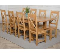 That's Furniture Richmond Medium Oak Extendable Dining Table with Berkeley Oak Chairs - Natural Oak - 8 chairs
