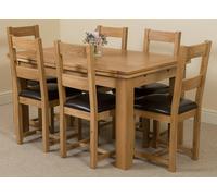 That's Furniture Richmond Medium Oak Extendable Dining Table with Lincoln Oak Chairs - Natural Oak - 6 chairs