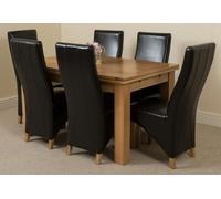 That's Furniture Richmond Medium Oak Extendable Dining Table with Lola Leather Chairs - 6 chairs - Black