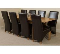 That's Furniture Richmond Medium Oak Extendable Dining Table with Lola Leather Chairs - 8 chairs - Brown