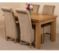 That's Furniture Richmond Medium Oak Extendable Dining Table with Montana Fabric Chairs - 4 chairs - Beige