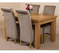 That's Furniture Richmond Medium Oak Extendable Dining Table with Montana Fabric Chairs - 4 chairs - Grey
