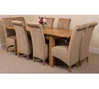 That's Furniture Richmond Medium Oak Extendable Dining Table with Montana Fabric Chairs - 8 chairs - Beige
