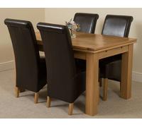 That's Furniture Richmond Medium Oak Extendable Dining Table with Montana Leather Chairs - 4 chairs - Brown