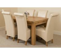 That's Furniture Richmond Medium Oak Extendable Dining Table with Montana Leather Chairs - 6 chairs - Ivory