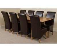 That's Furniture Richmond Medium Oak Extendable Dining Table with Montana Leather Chairs - 8 chairs - Brown