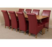 That's Furniture Richmond Medium Oak Extendable Dining Table with Montana Leather Chairs - 8 chairs - Burgundy