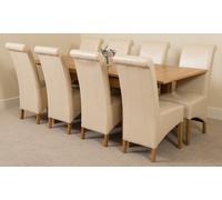That's Furniture Richmond Medium Oak Extendable Dining Table with Montana Leather Chairs - 8 chairs - Ivory