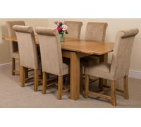 That's Furniture Richmond Medium Oak Extendable Dining Table with Washington Fabric Chairs - 6 chairs - Beige