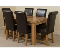 That's Furniture Richmond Medium Oak Extendable Dining Table with Washington Leather Chairs - 6 chairs - Brown