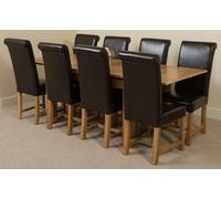 That's Furniture Richmond Medium Oak Extendable Dining Table with Washington Leather Chairs - 8 chairs - Brown