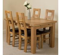 That's Furniture Richmond Medium Oak Extendable Dining Table with Yale Oak Chairs - Natural Oak - 4 chairs