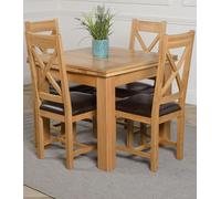 That's Furniture Richmond Small Extending Oak Dining Set with Berkeley Oak Chairs - Brown - 4 chairs