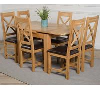 That's Furniture Richmond Small Extending Oak Dining Set with Berkeley Oak Chairs - Brown - 6 chairs