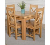 That's Furniture Richmond Small Extending Oak Dining Set with Berkeley Oak Chairs - Natural Oak - 4 chairs