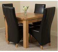 That's Furniture Richmond Small Extending Oak Dining Set with Lola Leather Chairs - 4 chairs - Black