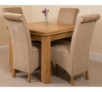That's Furniture Richmond Small Extending Oak Dining Set with Montana Fabric Chairs - 4 chairs - Beige