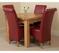 That's Furniture Richmond Small Extending Oak Dining Set with Montana Leather Chairs - 4 chairs - Burgundy