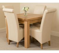 That's Furniture Richmond Small Extending Oak Dining Set with Montana Leather Chairs - 4 chairs - Ivory