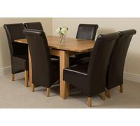 That's Furniture Richmond Small Extending Oak Dining Set with Montana Leather Chairs - 6 chairs - Brown