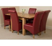 That's Furniture Richmond Small Extending Oak Dining Set with Montana Leather Chairs - 6 chairs - Burgundy