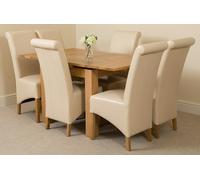 That's Furniture Richmond Small Extending Oak Dining Set with Montana Leather Chairs - 6 chairs - Ivory