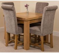 That's Furniture Richmond Small Extending Oak Dining Set with Washington Fabric Chairs - 4 chairs - Grey