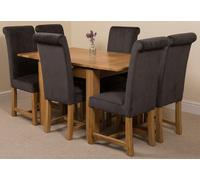 That's Furniture Richmond Small Extending Oak Dining Set with Washington Fabric Chairs - 6 chairs - Black