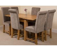 That's Furniture Richmond Small Extending Oak Dining Set with Washington Fabric Chairs - 6 chairs - Grey