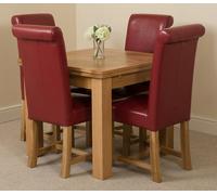 That's Furniture Richmond Small Extending Oak Dining Set with Washington Leather Chairs - 4 chairs - Burgundy
