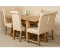 That's Furniture Richmond Small Extending Oak Dining Set with Washington Leather Chairs - 6 chairs - Ivory