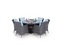 Thats Furniture Savannah Fire Pit 6 Seater Round Rattan Dining Set in Grey Thats Furniture Grey