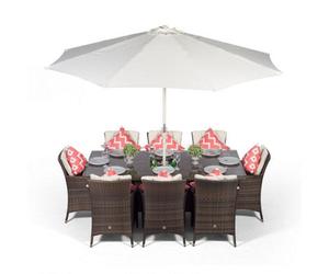 That's Furniture Savannah Rectangle 8 Seat Rattan Dining Set W/ Ice Bucket Drinks Cooler - Brown