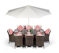 That's Furniture Savannah Rectangular 8 Seater Rattan Patio Dining Set - Brown