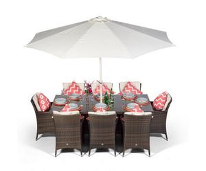 That's Furniture Savannah Rectangular 8 Seater Rattan Patio Dining Set - Brown