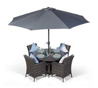 That's Furniture Savannah Round 4 Seater Patio Dining Set With Ice Bucket Drinks Cooler - Grey