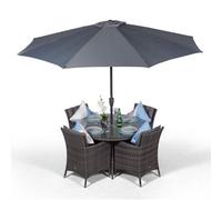 That's Furniture Savannah Round 4 Seater Rattan Patio Dining Set - Grey