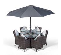 That's Furniture Savannah Round 6 Seater Patio Dining Set With Ice Bucket Drinks Cooler - Grey