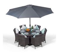 Giardino Savannah Round 6 Seater Rattan Patio Dining Set - Grey - 6 Seater - Grey