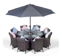 That's Furniture Savannah Round 8 Seater Rattan Dining Set With Ice Bucket Drinks Cooler - Grey