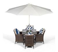 That's Furniture Savannah Square 4 Seater Patio Dining Set With Ice Bucket Drinks Cooler - Brown