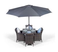 That's Furniture Savannah Square 4 Seater Rattan Patio Dining Set - Grey