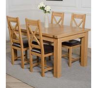 That's Furniture Seattle Oak Extending Dining Table with Berkeley Oak Chairs - Brown - 4 chairs
