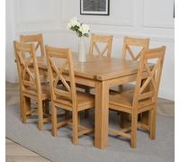 That's Furniture Seattle Oak Extending Dining Table with Berkeley Oak Chairs - Natural Oak - 6 chairs