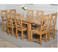 That's Furniture Seattle Oak Extending Dining Table with Berkeley Oak Chairs - Natural Oak - 8 chairs