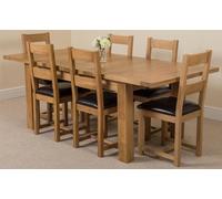 That's Furniture Seattle Oak Extending Dining Table with Lincoln Oak Chairs - Natural Oak - 6 chairs