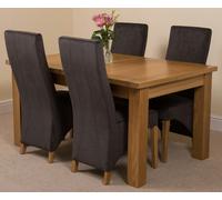 That's Furniture Seattle Oak Extending Dining Table with Lola Fabric Chairs - 4 chairs - Black